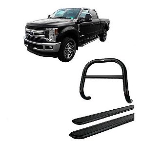 Kit Quebra Mato C/barra+estribo Chapa Preto F-250