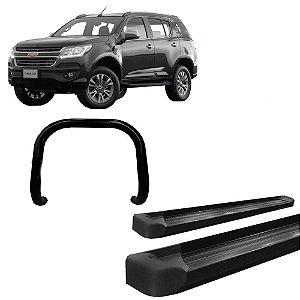 Kit Quebra Mato S/Barra Estribo Plataforma TrailBlazer Preto
