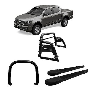 Kit Quebra Mato Santo Antônio H3 Estribo Quadrado S-10 12/2020 C/D Preto