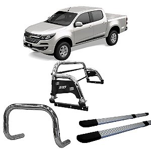 Kit Quebra Mato Santo Antônio H3 Estribo Quadrado S10 12/2020 C/D Prata