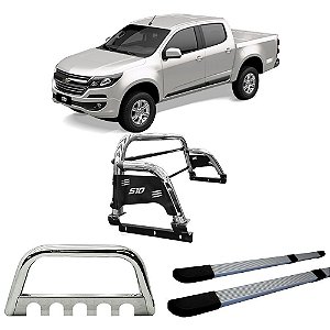 Kit Quebra Mato Santo Antônio H3 Estribo Quadrado S10 12/2020 C/D Prata