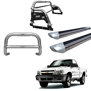 Kit Quebra Mato Santo Antônio H3 Estribo Personalizado S10 94/2011 Cromado