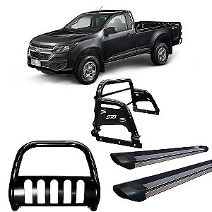 Kit Quebra Mato Santo Antônio H3 Estribo Personalizado S-10 12/20 CS Preto