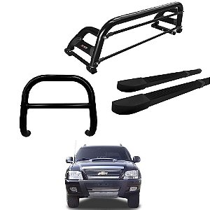 Kit Quebra Mato Santo Antônio H2 Estribo Quadrado S10 94/2011 C/Dupla Preto