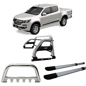Kit Quebra Mato Santo Antônio H2 Estribo Quadrado S10 12/2020 C/Dupla Prata
