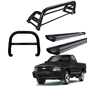 Kit Quebra Mato Santo Antônio H2 Estribo Personalizado S-10 94/2011 Preto