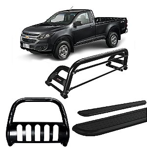 Kit Quebra Mato Santo Antônio H2 Estribo Chapa S10 12/20 C/Simples Preto