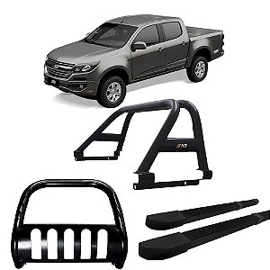 Kit Quebra Mato Santo Antônio Estribo Quadrado S10 12/2020 C/Dupla Preto