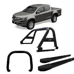 Kit Quebra Mato Santo Antônio Estribo Quadrado S10 12/2020 C/Dupla Preto