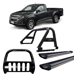 Kit Quebra Mato Santo Antônio Estribo Personalizado S10 12/20 CS Preto