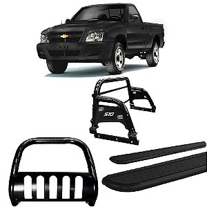 Kit Quebra Mato Santo Antônio Estribo Chapa Aço S10 94/2011 Preto