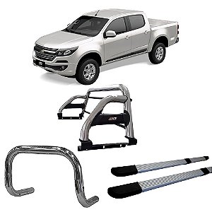 Kit Quebra Mato Santo Antônio Duplo Estribo Quadrado S10 12/2020 C/D Prata