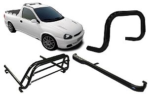 Kit Quebra Mato Estribo Santo Antônio Pick-Up Corsa Preto