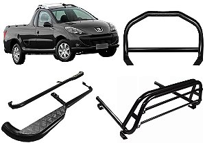 Kit Quebra Mato Estribo Santo Antônio Peugeot Hoggar Preto