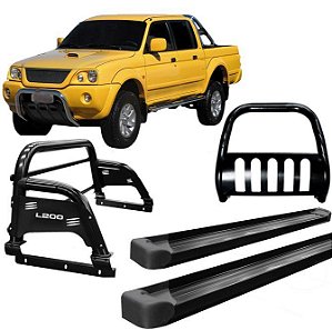 Kit Quebra Mato Estribo Santo Antônio H3 L200 04 Preto