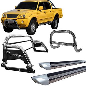 Kit Quebra Mato Estribo Santo Antônio H3 L200 004 Cromado