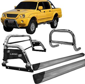 Kit Quebra Mato Estribo Santo Antônio H3 L200 004 Cromado