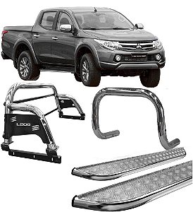 Kit Quebra Mato Estribo Santo Antônio H3 2020 L200 Cromado