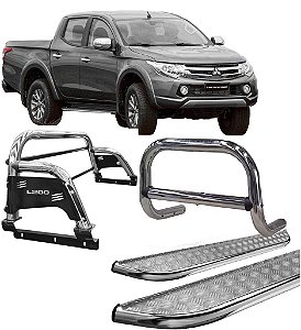 Kit Quebra Mato Estribo Santo Antônio H3 020 L200 Cromado