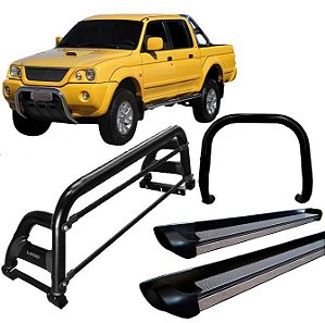Kit Quebra Mato Estribo Santo Antônio H2 L200 2004 Preto