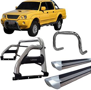 Kit Quebra Mato Estribo Santo Antônio H2 L200 2004 Cromado