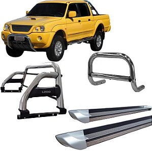 Kit Quebra Mato Estribo Santo Antônio H2 L200 004 Cromado