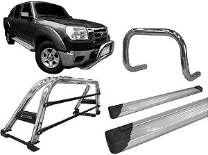 Kit Quebra Mato Estribo Plataforma Santo Antônio Ranger 97 a 12 Cromado