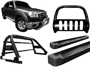 Kit Quebra Mato Estribo Plataforma Santo Antônio Ranger 97 a 12 Preto