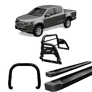 Kit Quebra Mato Estribo Plataforma Santo Antônio S10 12/20 Preto