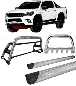 Kit Quebra Mato Estribo Plataforma Santo Antônio H2 Hilux 16/20 Cromado