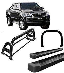 Kit Quebra Mato Estribo Plataforma Santo Antônio H2 Hilux 05/15 Preto