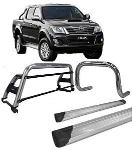 Kit Quebra Mato Estribo Plataforma Santo Antônio H2 Hilux 05/15 Cromado