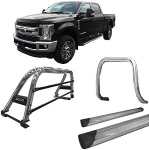 Kit Quebra Mato Estribo Plataforma Santo Antônio F250 C Duplo Cromado