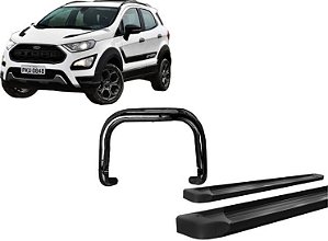 Kit Quebra Mato Estribo Plataforma EcoSport 13/2020 Preto