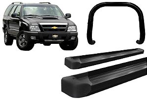 Kit Quebra Mato Estribo Plataforma Alumínio  Preto Para Blazer