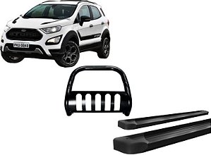 Kit Quebra Mato Estribo Plataforma Alumínio EcoSport 13/2020 Preto
