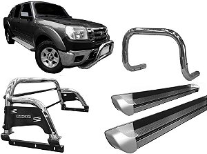 Kit Quebra Mato Estribo Personalizado Santo Antônio H3 Ranger 97/12 Cromado