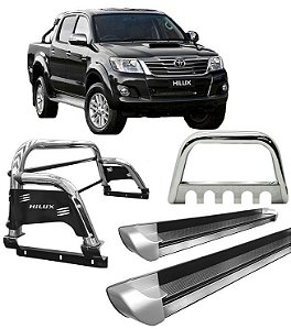 Kit Quebra Mato Estribo Personalizado Santo Antônio H3 Hilux Cromado