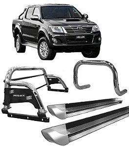 Kit Quebra Mato Estribo Personalizado Santo Antônio H3 Hilux Cromado