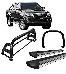 Kit Quebra Mato Estribo Personalizado Santo Antônio H2 Hilux 05/15 Preto