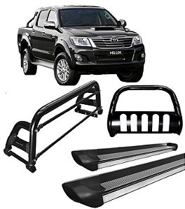 Kit Quebra Mato Estribo Personalizado Santo Antônio H2 Hilux 05-15 Preto