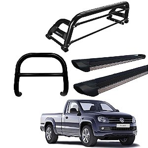 Kit Quebra Mato Estribo Personalizado Santo Antônio  H2 Amarok CS Preto