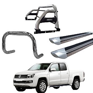 Kit Quebra Mato Estribo Personalizado Santo Antônio  H2 Amarok CD Cromado