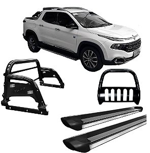 Kit Quebra Mato Estribo Personalizado Santo Antônio Fiat Toro Preto