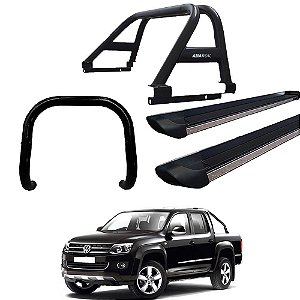Kit Quebra Mato Estribo Personalizado Santo Antônio Duplo Amarok CD Preto