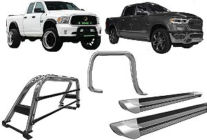 Kit Quebra Mato Estribo Personalizado Santo Antônio Dodge Ram Cromado