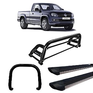 Kit Quebra Mato Estribo Personalizado Fosco Santo Antônio H2/Amarok CS Preto