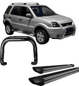 Kit Quebra Mato Estribo Personalizado EcoSport Preto