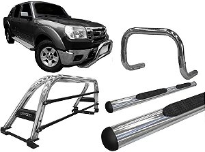 Kit Quebra Mato Estribo Oval Santo Antônio Ranger 97 a 12 Cromado