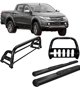 Kit Quebra Mato Estribo Oval Santo Antônio Nova L200 Preto